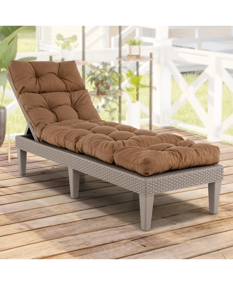 Outdoor Lounge Chaise Cushion with String Ties for Garden Poolside