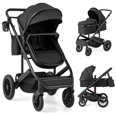 Slickblue Toddler 3-in-1 Folding Convertible Newborn Stroller with Detachable Bassinet