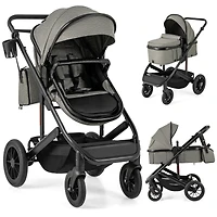 Slickblue Toddler 3-in-1 Folding Convertible Newborn Stroller with Detachable Bassinet