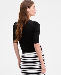 On 34th Women's Puff-Sleeve Crewneck Sweater, Exclusively at Macy's