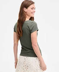 On 34th Women's Ribbed Scoop-Neck Tee, Exclusively at Macy's