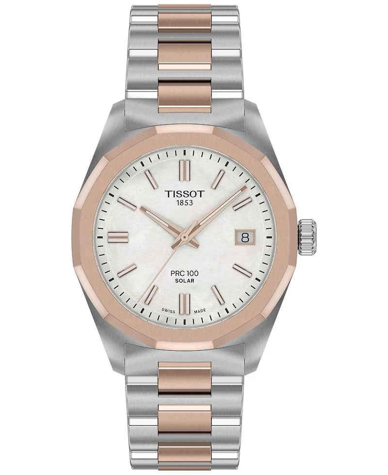 Tissot Women's Swiss Prc 100 Solar Two-Tone Stainless Steel Bracelet Watch 34mm
