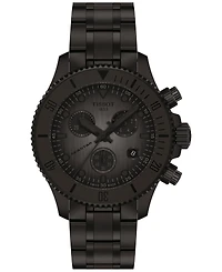 Tissot Men's Swiss Chronograph Seastar 1000 Black-Tone Stainless Steel Bracelet Watch 38mm