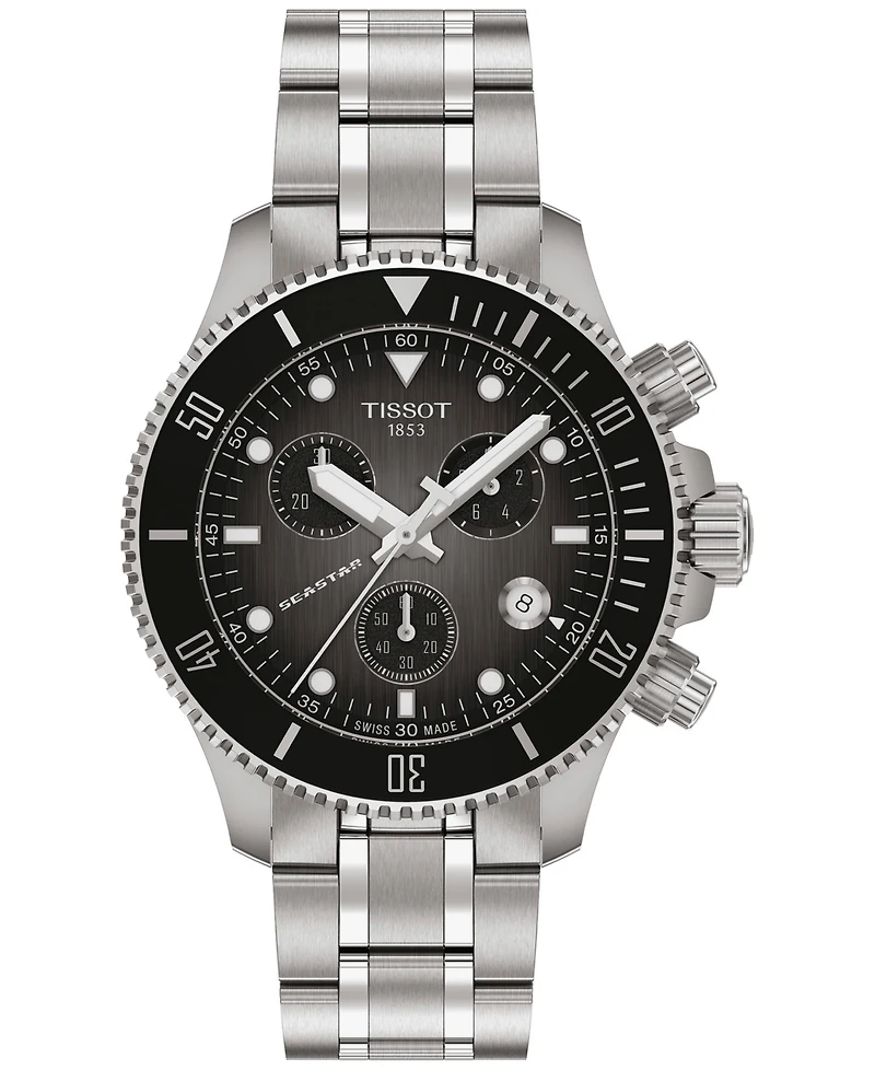 Tissot Men's Swiss Chronograph Seastar 1000 Stainless Steel Bracelet Watch 38mm