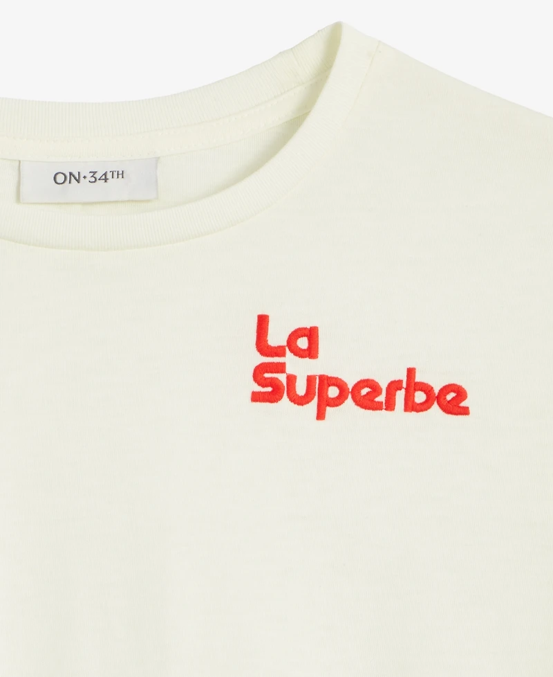 On 34th Women's Superbe Embellished Crewneck Tee, Exclusively at Macy's