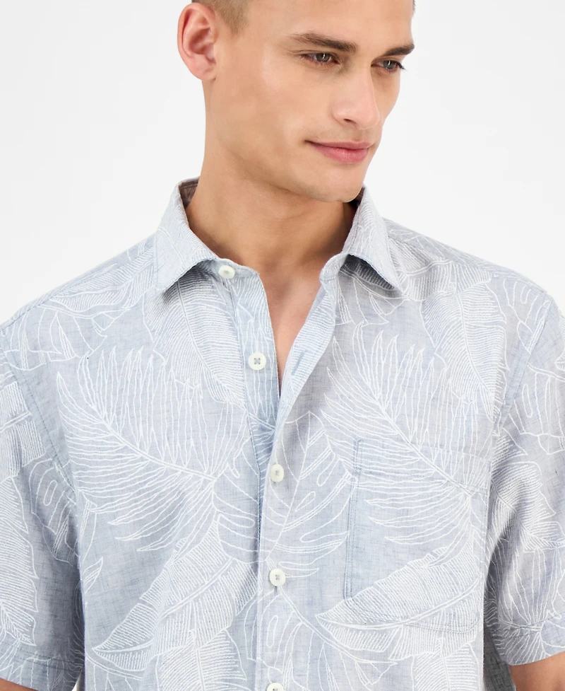 Tommy Bahama Men's Sand Desert Leaf-Print Linen Blend Shirt