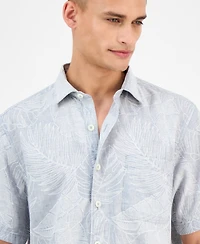 Tommy Bahama Men's Sand Desert Leaf-Print Linen Blend Shirt
