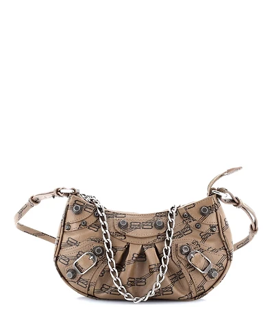 Pre-Owned Balenciaga Mini Le Cagole Giant Studs Shoulder Bag Bb Monogram Coated Canvas
