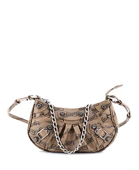 Pre-Owned Balenciaga Mini Le Cagole Giant Studs Shoulder Bag Bb Monogram Coated Canvas