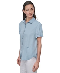 Dkny Jeans Women's Rolled-Sleeve Button-Up Shirt