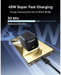 Baseus 45W Usb C Charger Block, 2 Pack Pps Fast Charger Type C with Usb-c Cable for iPhone 16/15 Series, iPad