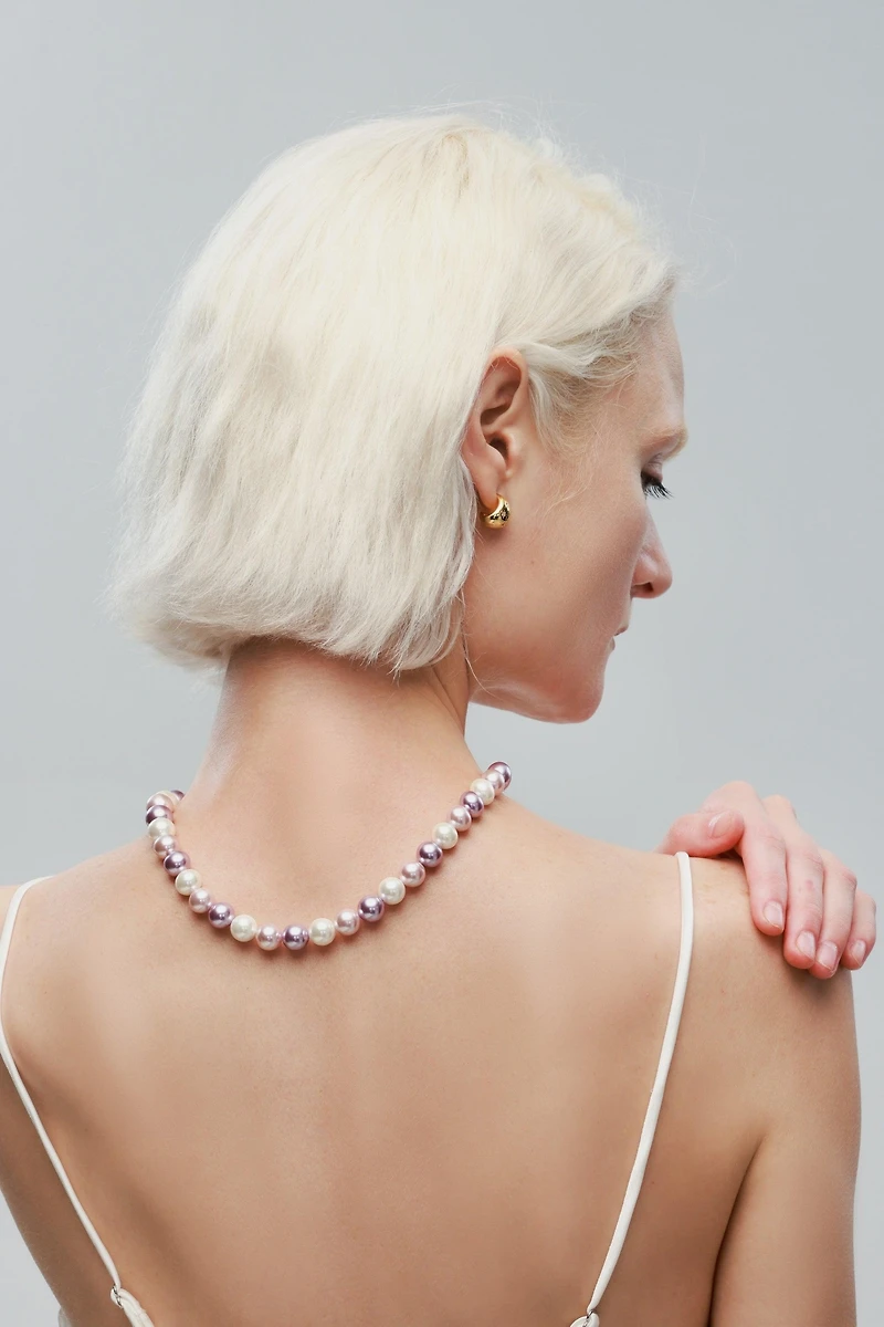 Lydia Purple Shell Pearl Strand Choker Necklace