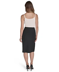 Halston Women's Soft Suiting Faux-Wrap Skirt