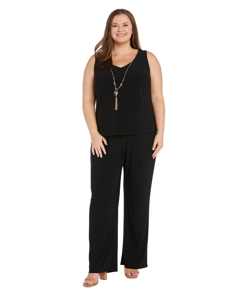R & M Richards Plus Jacket, Necklace Top Pant Set
