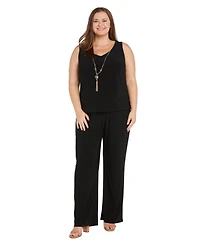 R & M Richards Plus Jacket, Necklace Top Pant Set