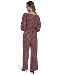 Halston Women's Commuter Printed Wide-Leg Pants