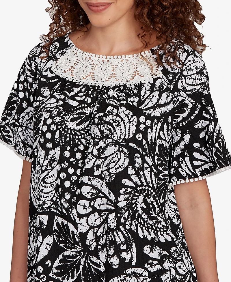 Ruby Rd. Petite Batik Island Paisley Scoop Neck T Shirt