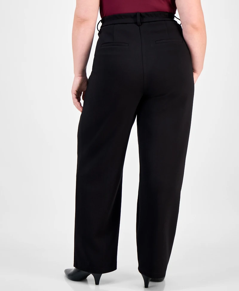Bar Iii Trendy Plus Scuba Wide-Leg Pants, Macy's Exclusive