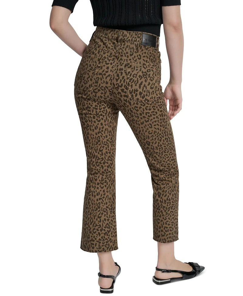 Dkny Jeans Women's Animal Print High Rise Cropped Flare - Nkz