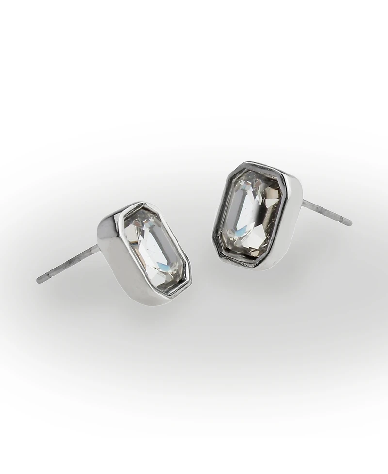 Steve Madden Punk Romance Emerald Cut Stone Stud Earrings