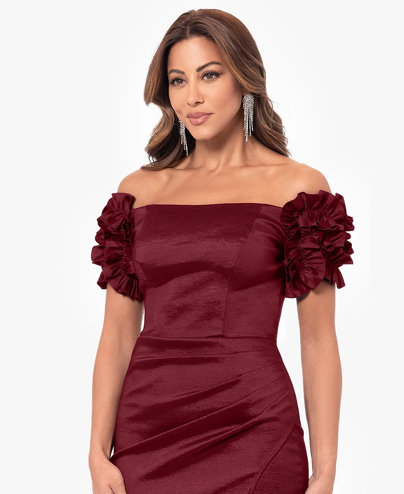Xscape Petites Straight-Neckline Long Sheath Dress