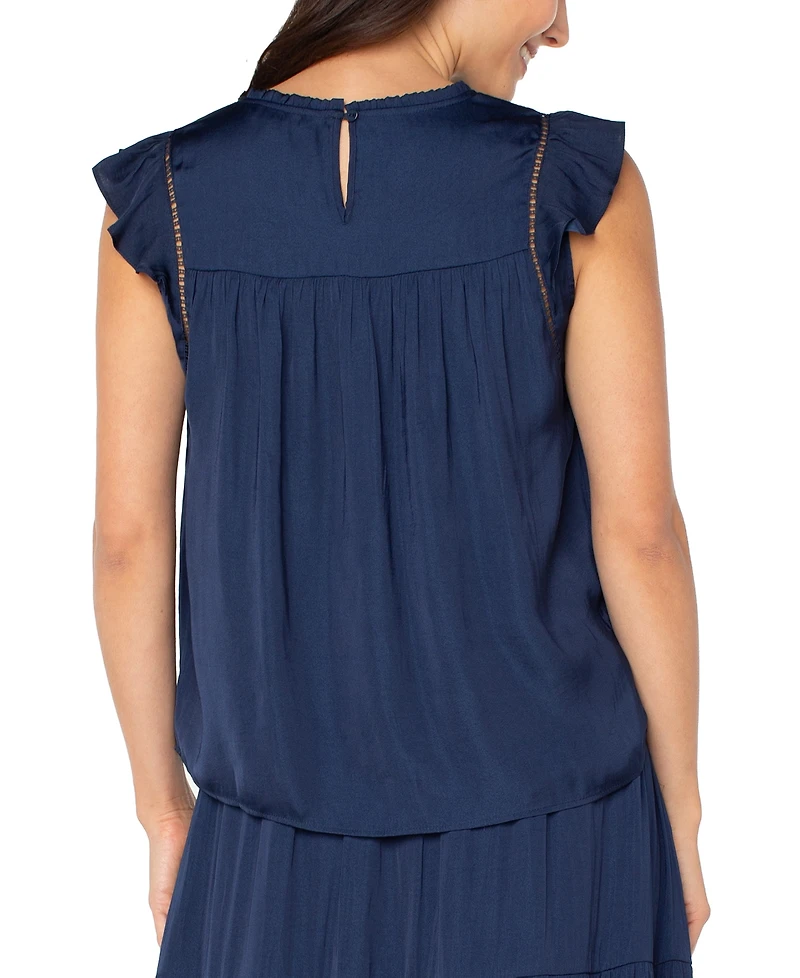 Liverpool Los Angeles Women's Flutter-Sleeve Woven Blouse