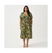 Estelle Wildleaf Cotton Midi Dress