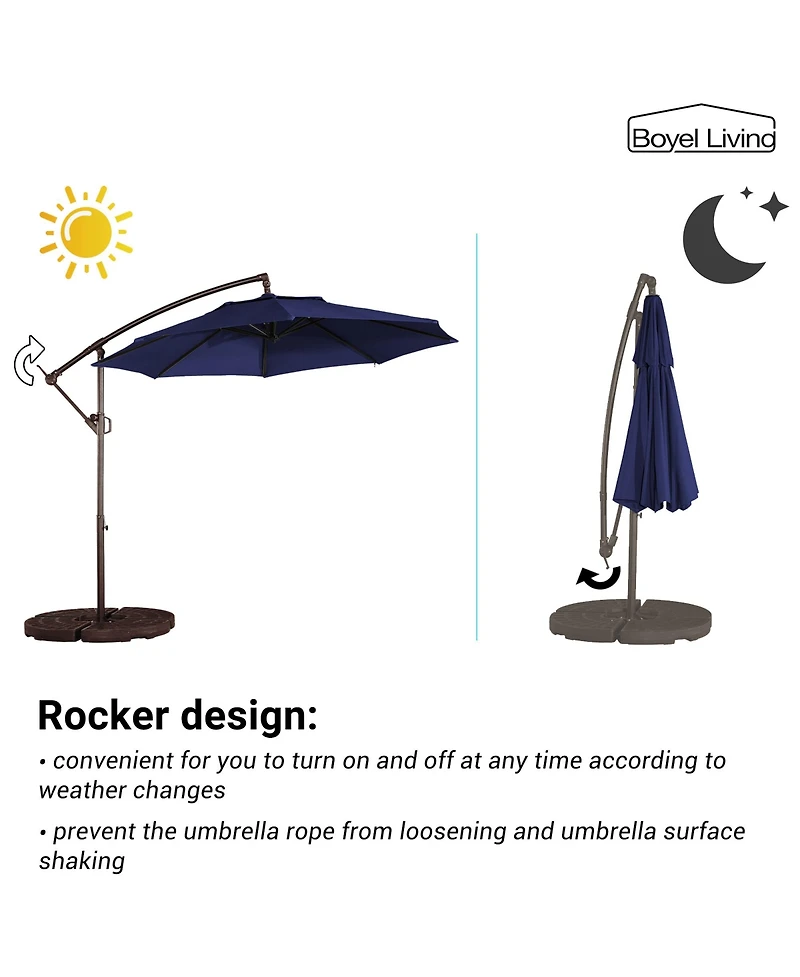 10 Ft Cantilever Patio Umbrella Offset Crank Large Outdoor Pool for Backyard Garden Deck Without Base