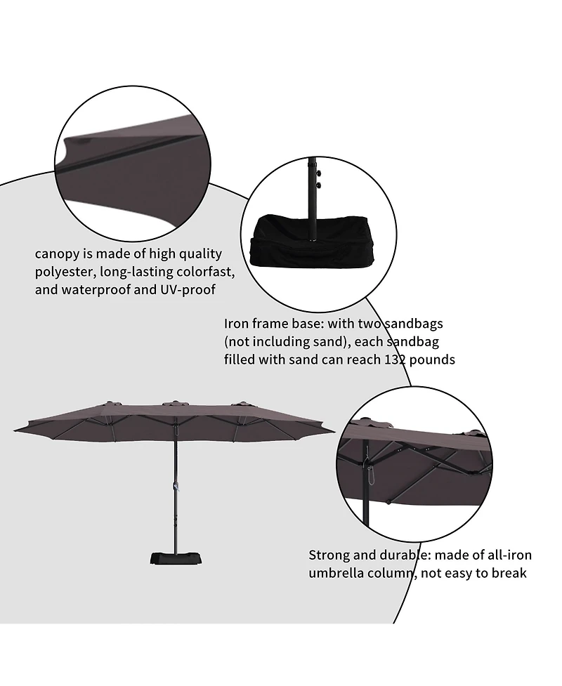 15 Ft Patio Umbrella with Base Included Outdoor Double-sided Umbrella Extra Large Patio Umbrella Patio Table Umbrella for Patio With Base