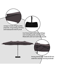 15 Ft Patio Umbrella with Base Included Outdoor Double-sided Umbrella Extra Large Patio Umbrella Patio Table Umbrella for Patio With Base
