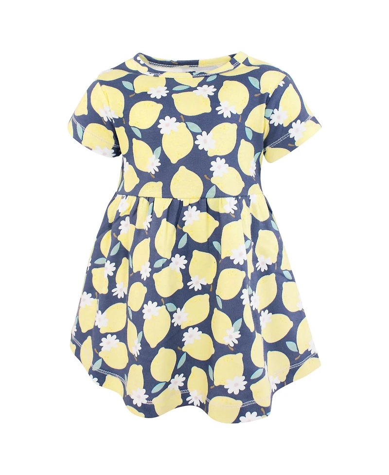 Hudson Baby Girls Cotton Dresses, Blue Lemon