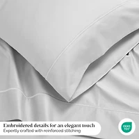 Superior Egyptian Cotton 1500 Thread Count Embroidered Marrow Stitch Hem Deep Pocket Sheet Set,Queen
