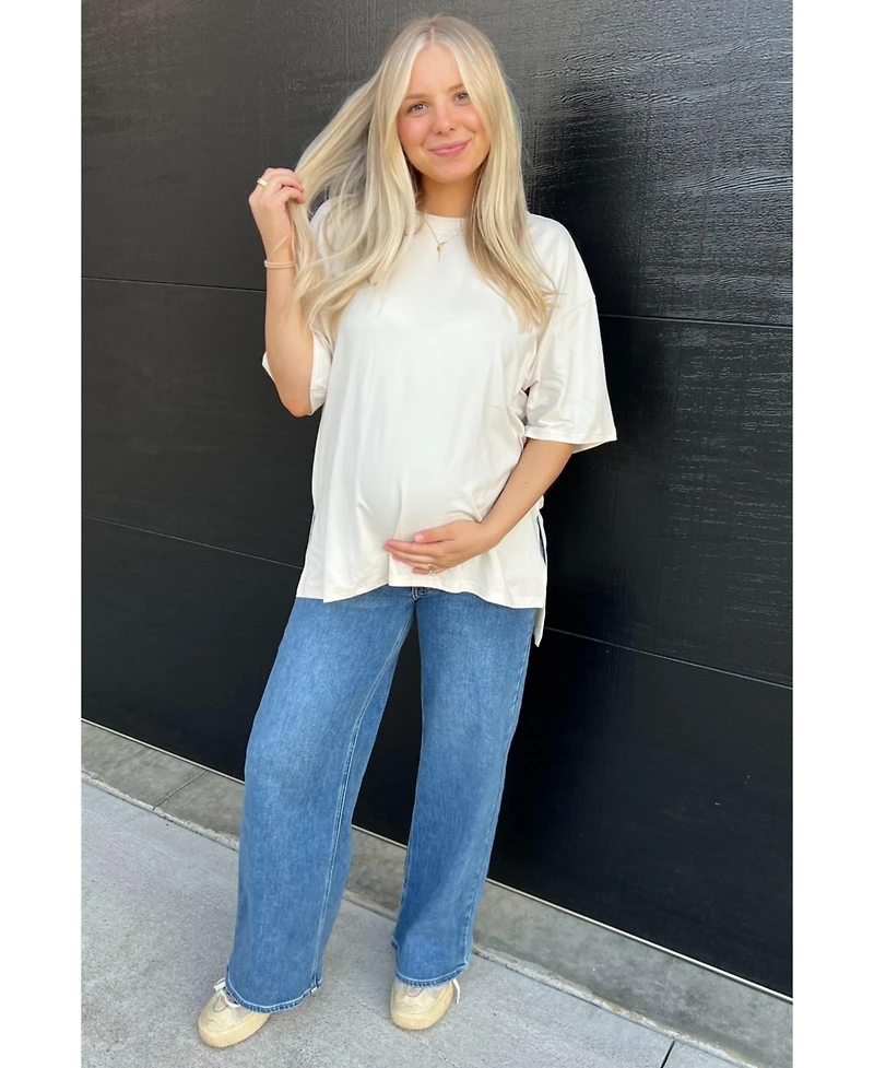 Pinkblush Blue Wide Leg Maternity Jeans