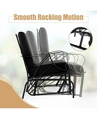Slickblue Patio Glider Rocking Chair with Thick Cushion and Curved Armrest