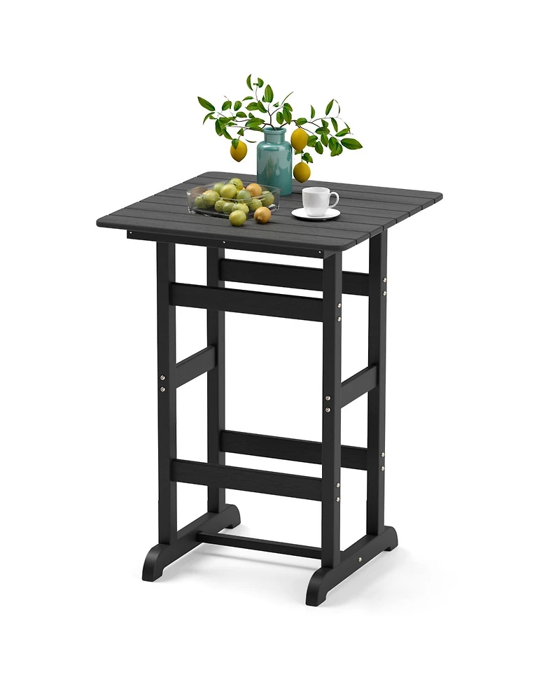 Square Bar Table Dining with Slatted Tabletop for Poolside