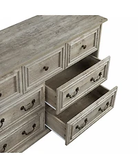 Farmhouse 7 Drawers Dresser Bathroom Cabinet for Rustic Chest of with Natural Texture Vintage Design Storage Organizer