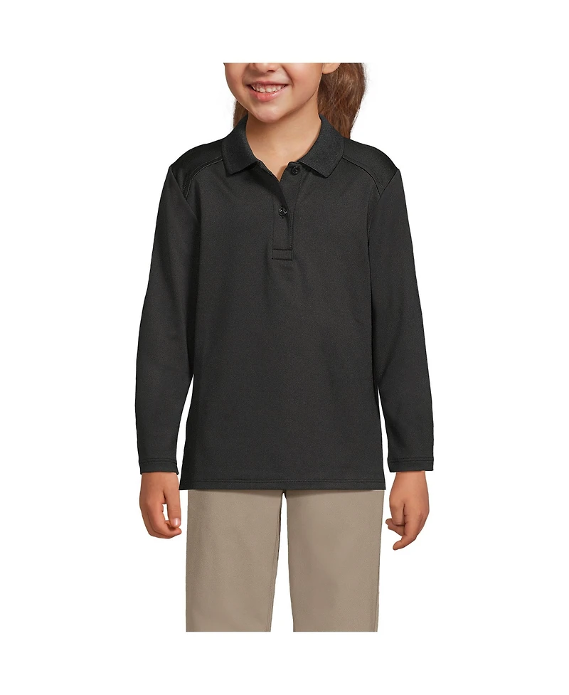 Lands' End Girls Long Sleeve Feminine Fit Rapid Dry Polo Shirt