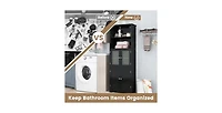 6-Tier Freestanding Bathroom Cabinet with 2 Open Compartments and Adjustable Shelves