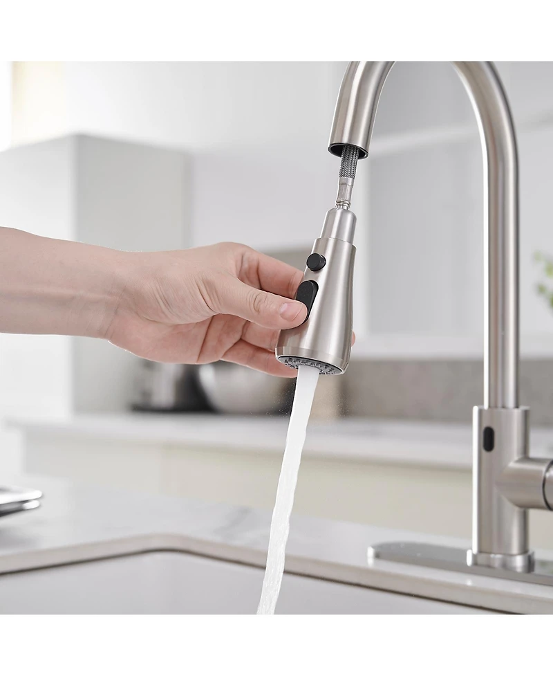 Single-Handle Touch Pull-Down Sprayer Kitchen Faucet with Supply Lines in Brushed Nickel