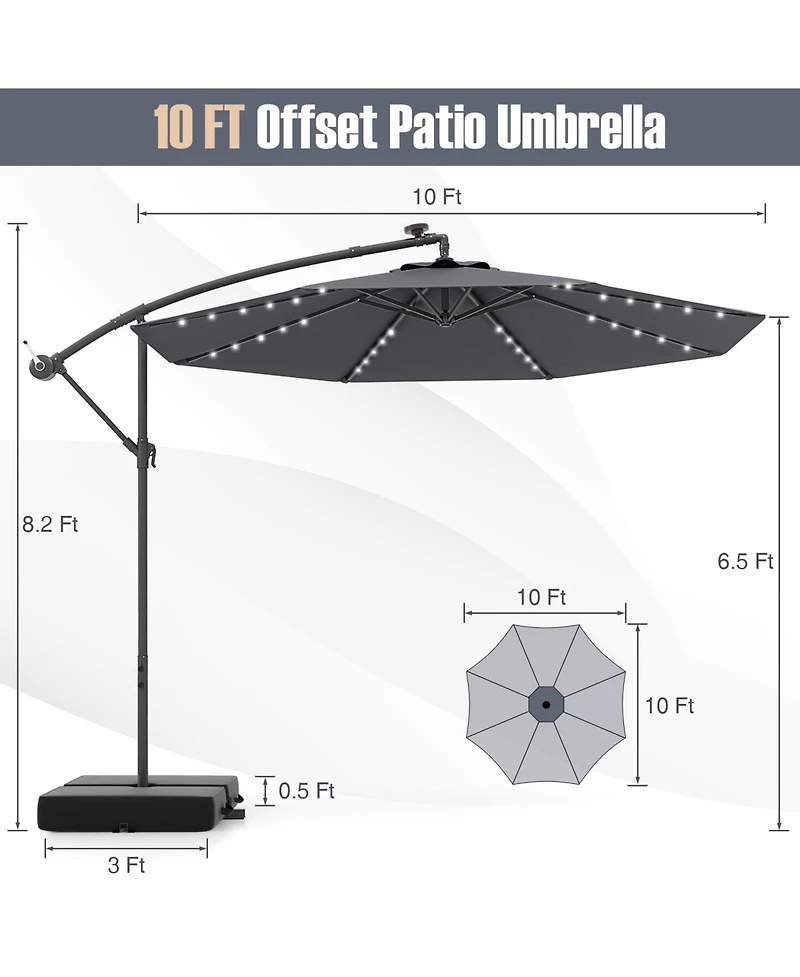 Slickblue Patio Umbrella Offset Cantilever with 40 Solar Powered Lights
