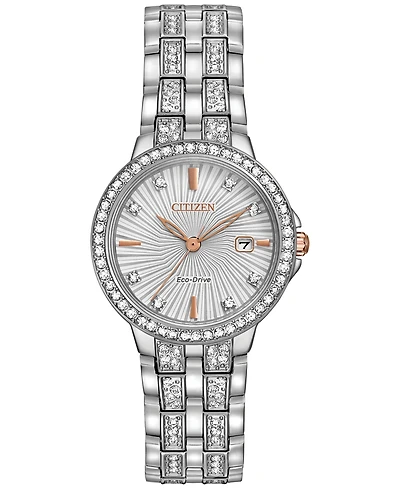 Citizen Women's Eco-Drive Crystal Accent Stainless Steel Bracelet Watch 28mm EW2340-58A