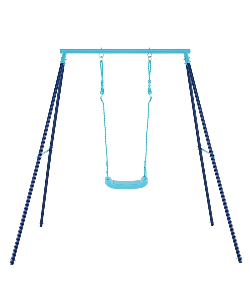 Slickblue Kids Outdoor Heavy Duty Metal Swing Set with Stand