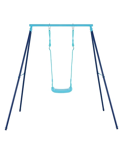 Slickblue Kids Outdoor Heavy Duty Metal Swing Set with Stand
