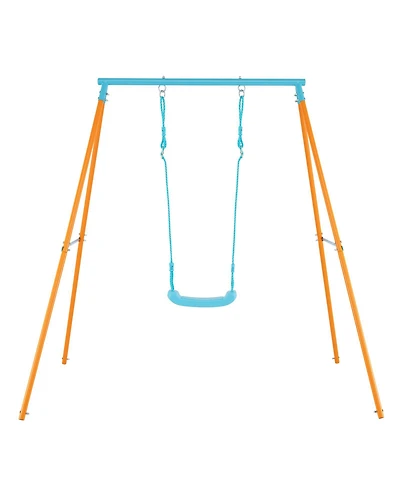 Slickblue Kids Outdoor Heavy Duty Metal Swing Set with Stand