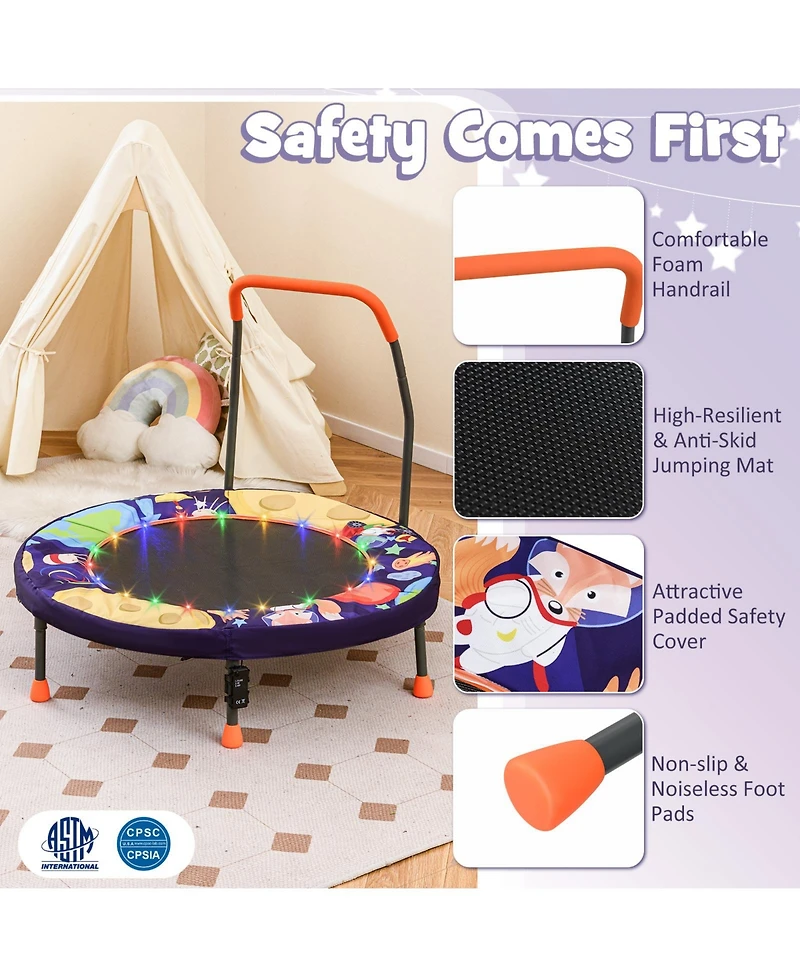 Mini Trampoline Folding Small Rebounder for Kids with Lights