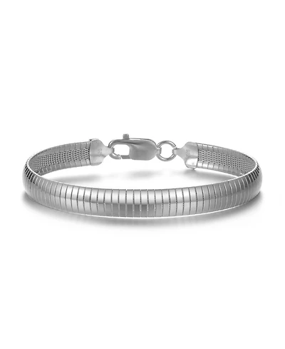Men's Sterling Silver White Gold Plated Sleek Snake Chain Bracelet