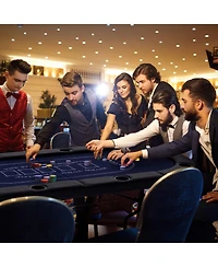 Foldable Poker Table for 8 Players Portable Oval Card Board Game Table