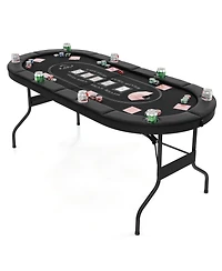 Foldable Poker Table for 8 Players Portable Oval Card Board Game