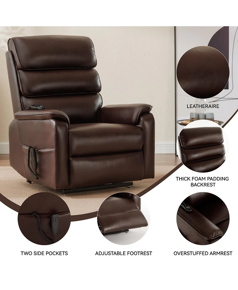 Casainc Dual Motor Infinite Position Up to 350 Lbs Power Lift Recliner Chair with Power-Remote, Heat Massage and Heavy Duty Motion Mechanism