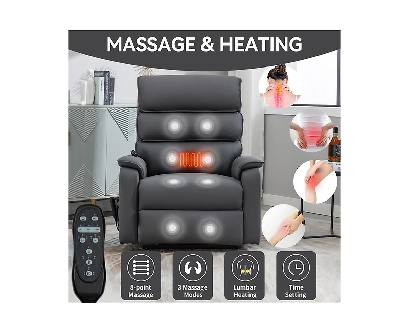 Casainc Dual Motor Infinite Position Up to 350 Lbs Power Lift Recliner Chair with Power-Remote, Heat Massage and Heavy Duty Motion Mechanism